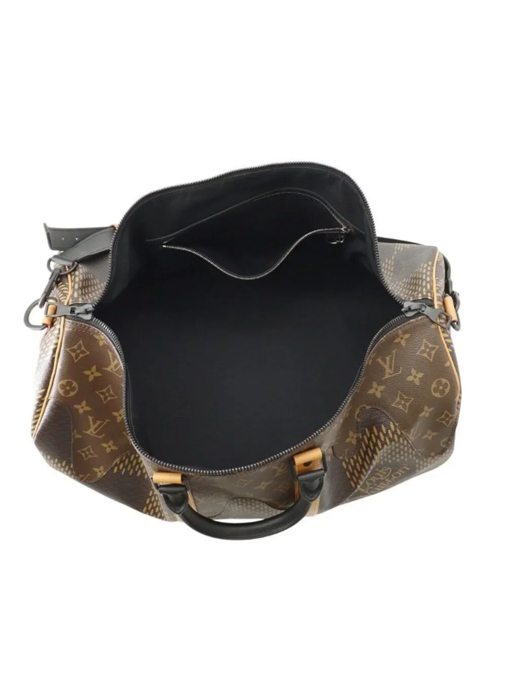 Louis Vuitton Boston Bag Damier Ebene Giant Monogram Keepall Bandouliere 50
